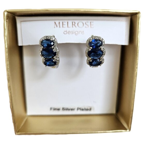 Faux Sapphire Diamond Earrings - Picture 1 of 4